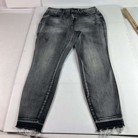 Judy Blue Jeans Women's Plus 33x26* Skinny High Rise Black Raw Hem Denim Tag 16W - Picture 1 of 16